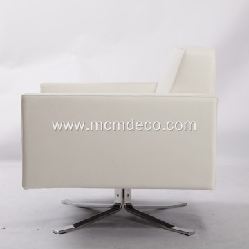 White Kennedee Rotatanle Leather Armchair